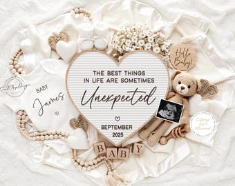 Pregnancy Announcement Digital, Baby Announcement, Editable Pregnancy Template, Instant Download, Gender Neutral Baby Reveal, Unexpected