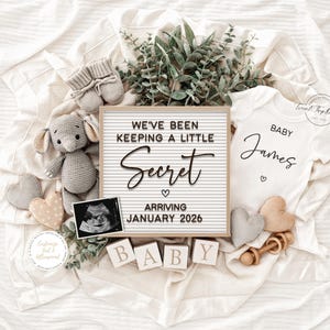 Elephant Pregnancy Announcement, Digital Baby Announcement, Instant Download, Editable Template, Gender Neutral Baby Reveal, Little Secret