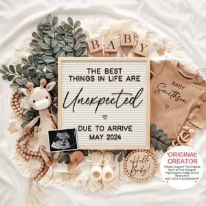 Digital Pregnancy Announcement, Gender Neutral Baby Announcement, Downloadable Editable Template, Social Media Reveal, Unexpected