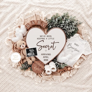 Pregnancy Announcement Template, Digital Pregnancy Announcement, Baby Announcement, Instant Download, Editable Baby Announcement, Secret