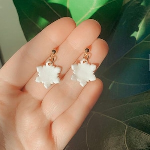 Snowflake Polymer Clay Earrings, Christmas Clay Earrings, Holiday Dangle Earrings, Glittery Snowflake, Lightweight