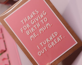 Thanks For Giving Birth To Me Funny Joke Mother's Day - Etsy India