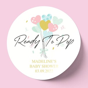 682 READY TO POP Baby Shower Personalised Stickers Gender Reveal Party Bag 