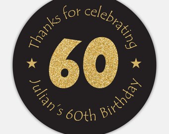 180 Labels DISTINCTIVS Black and Gold 60th Birthday Party Favor Stickers 180 Labels DISTINCTIVS Black and Gold 60th Birthday Party Favor Stickers
