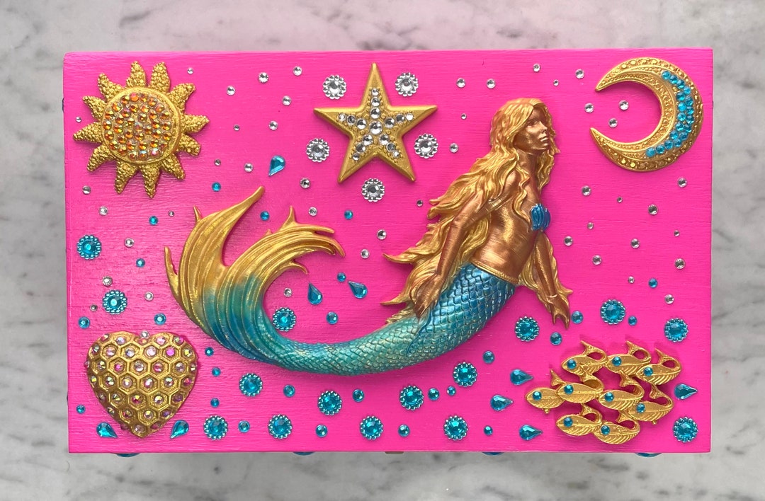 Mermaid Treasure Chest Box Gift Box, Jewelry Box, Keepsake Box, Ariel