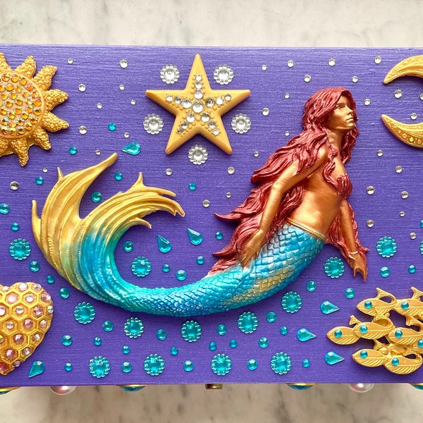 Mermaid Treasure Chest Box Gift Box, Jewelry box, Keepsake Box, Ariel, Mermaids, Sirens