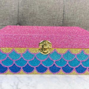 Pink Tourmaline - Rainbow Glitter Mermaid Scales Treasure Chest