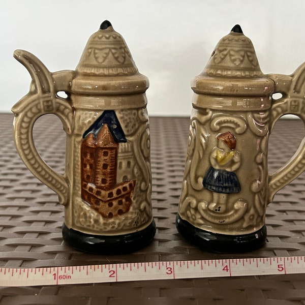 Vintage Beer Stein Salt and Pepper Shakers Original Artmark Made in Japan