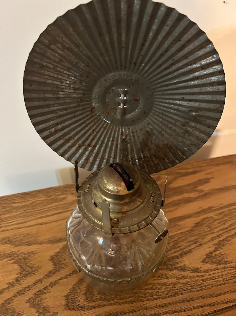 Vintage Eagle Oil Lamp With Reflector Etsy
