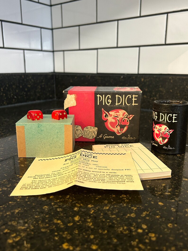 Pig Dice Game in Original Box VINTAGE Etsy