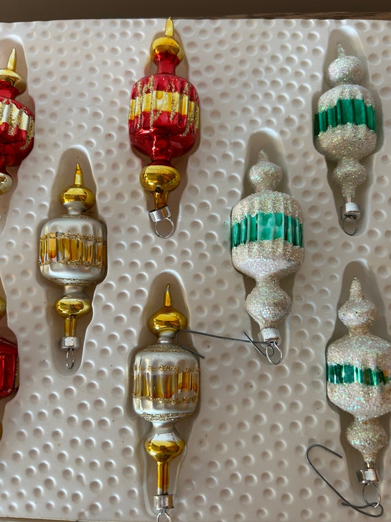 EXTRA FANCY Hand Decorated Very Tiny Xmas Ornaments Made in Japan Early  1950's 