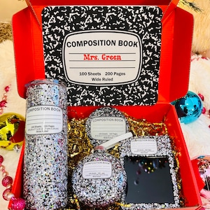 Composition Notebook Teacher Bundle Box, Christmas Box, Teacher Box, Teacher Gifts, Teacher Gift Ideas,  Teacher Appreciation, Unique Gift