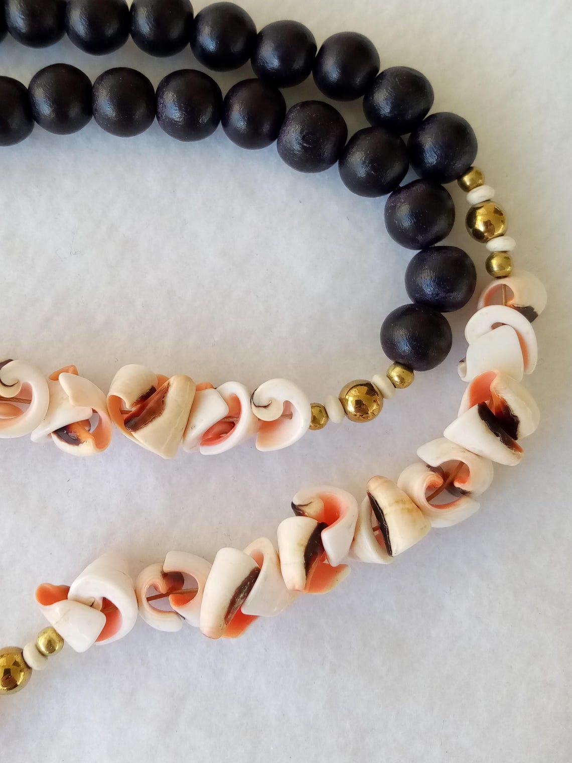 Spiral Cut Giant Tibia Shell Pendant Wood Agate X-long Statement ...