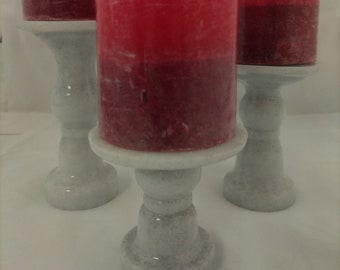 3 piece set marbled epoxy resin candle holders