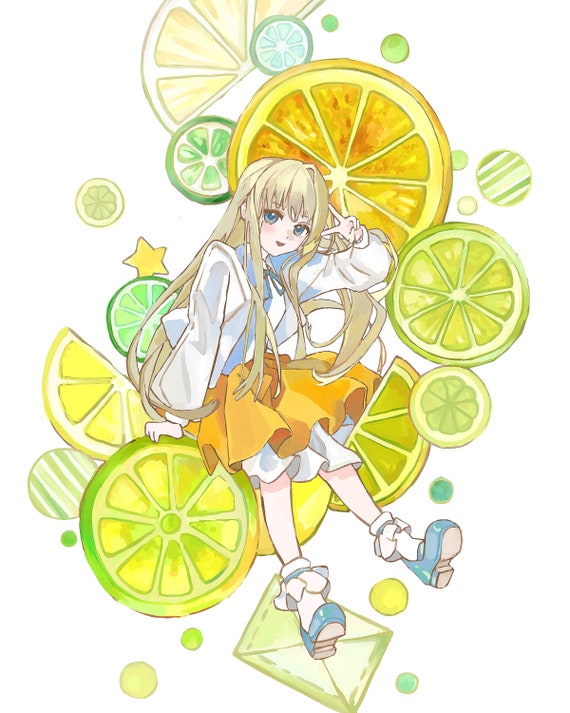 Lemon Love: Anime Couple Embracing amidst Citrus Grove - LimeWire