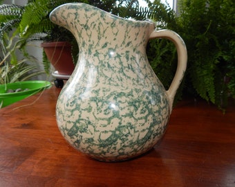 Roseville Pitcher Green Spongeware