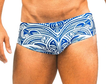 Men's Swimwear Brief Classic Brazilian Swimsuit Designer Sunga - Blue Mandala