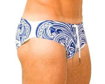 Men's Swimwear Brief Brazilian Designer Swimsuit Sunga - Blue Mandala