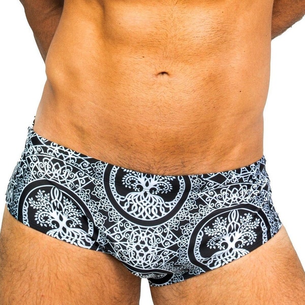 Herren-Bademode-Slip, klassischer brasilianischer Badeanzug, Designer Sunga – Baum des Lebens