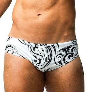 Men&#39;s Swimwear Brief Brazilian Swimsuit Designer Sunga - Black & White