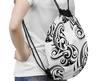Black & White Drawstring Bag