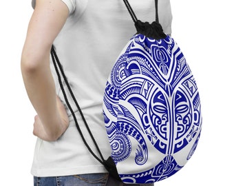 Blue Mandala Drawstring Bag