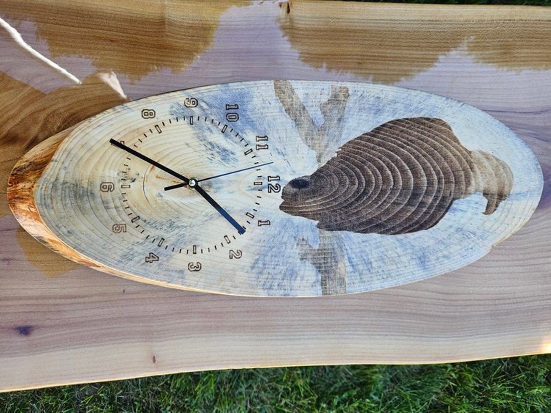 Bald Eagle Laser Engraved Wood Clock Natural Wood Clock Etsy
