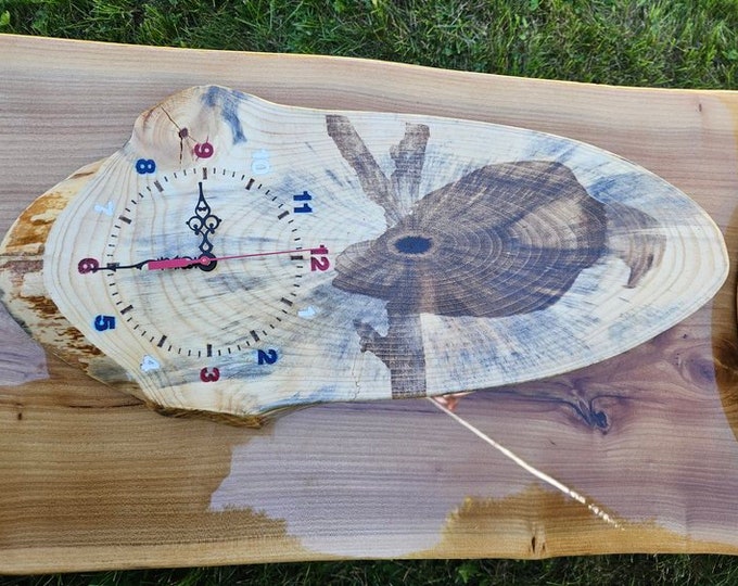 Bald Eagle, Laser Engraved Wood Clock, Natural Wood Clock, Lacquer Finished, Father's Day Gift, Wall Decoration