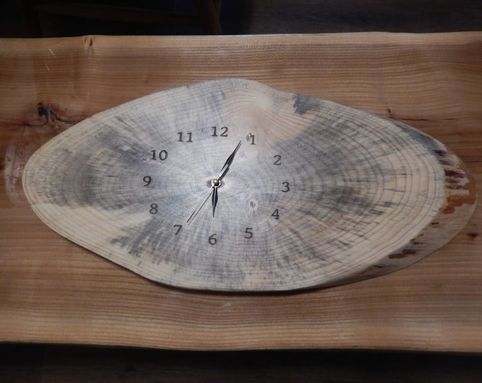 Blue Pine Wood, Laser Engraved Wood Clock, Wood Clock, Lacquer Finished, Father's Day Gift, Wall Decoration,