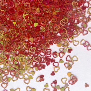 5g/10g/25g Red Hollow Heart chunky glitter shapes (non-edible | fake sprinkles | slime supplies | DIY crafts | nail art | loose sequins)