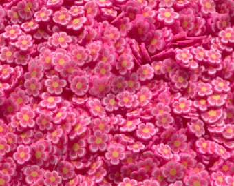 10g/30g/50g Pink Flowers polymer clay slices (non-edible | fake sprinkles | slime supplies | DIY crafts | nail art | fimo slices)