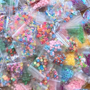2g Sample Bags of clay slices and chunky glitter shapes (non-edible | fake sprinkles | slime supplies | DIY crafts | nail art)