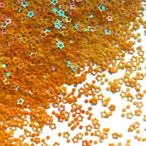 5g/10g/25g Orange Hollow Stars chunky glitter shapes (non-edible | fake sprinkles | slime supplies | DIY crafts | nail art | loose sequins)