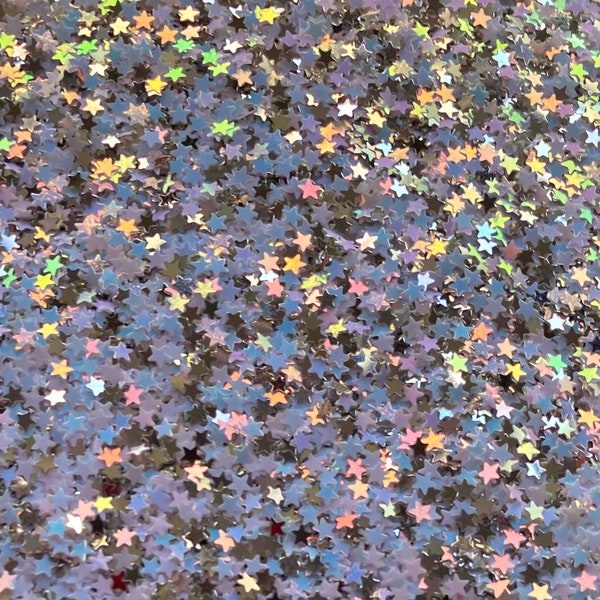 5g/10g Iridescent/Silver Star Mix glitter shapes (non-edible | fake sprinkles | slime supplies | DIY crafts | nail art | loose sequins)