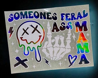 Someones Feral Ass Mama Premium Vinyl Car Decal || Feral Mama Decal || Stay Feral || Funny Car Decal || Funny Car Sticker for Mom ||