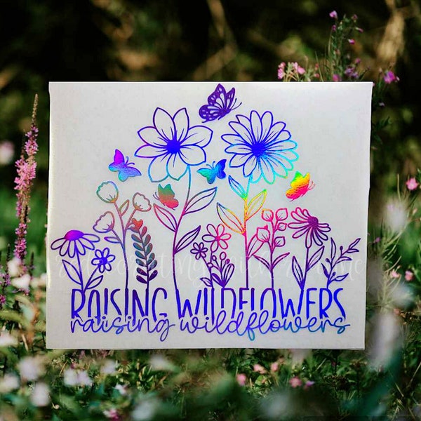 Raising Wildflowers Car Decal || Wildflower Decal || Mom Decal || Raising Wildflowers Custom Car Decal || Premium Permanent Vinyl Decal