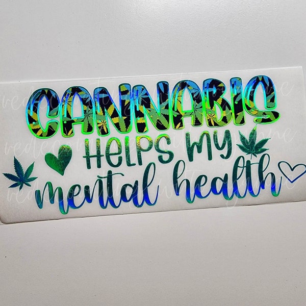 3 Inch Cannabis Pot Leaf Heart Vinyl Decal Sticker - White, Removable, For Cars, Windows, Gear