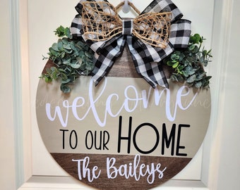 Personalized Door Hanger- Fully Custom Text and Design || Custom Business Door Hanger || Solid Wood- Handmade. 18&quot;x18&quot;. Custom Welcome Sign