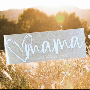 Mama Heart Cursive Vinyl Car Decal || Mom Car Decal || Premium Holographic Matte Glitter Car Decal || Mom Life Car Sticker || Decal for Mom