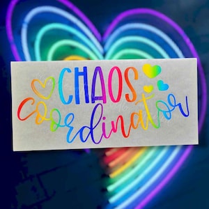 Funny Car Decal || Chaos Coordinator || Funny Car Sticker || Glitter Holographic Car Decal || Funny Mom Life Laptop, Car, Tumbler Decal ||