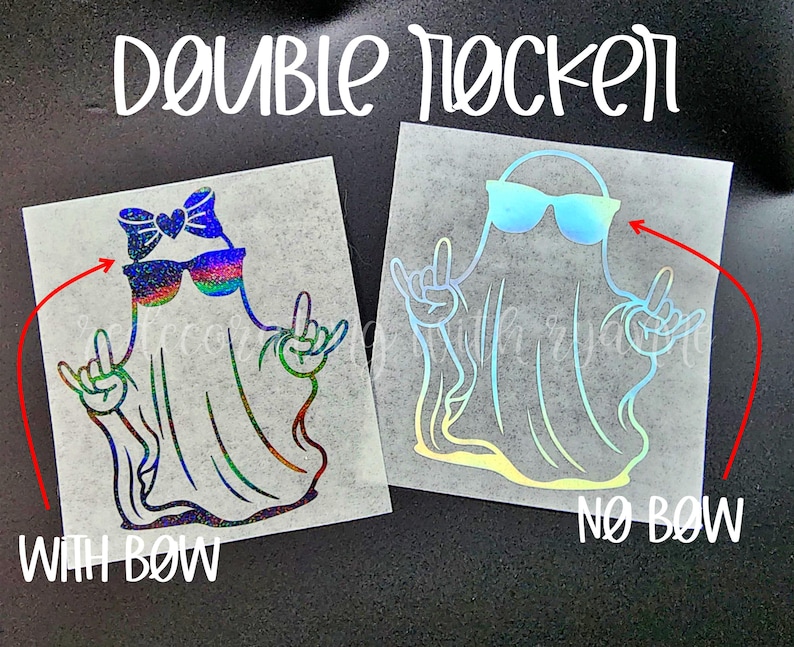 Cute Ghost Rocker Sign Holographic Ghost Vinyl Decal: Funny Car Sticker, Peace/rocker/middle ...
