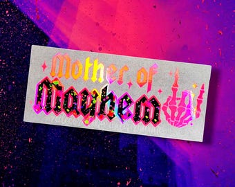 Custom Mother of Mayhem Car Decal ||  Rock Mom Custom Pattern Vinyl Car Sticker || Mother of Mayhem Sticker for Car, Tumbler, Laptop ||