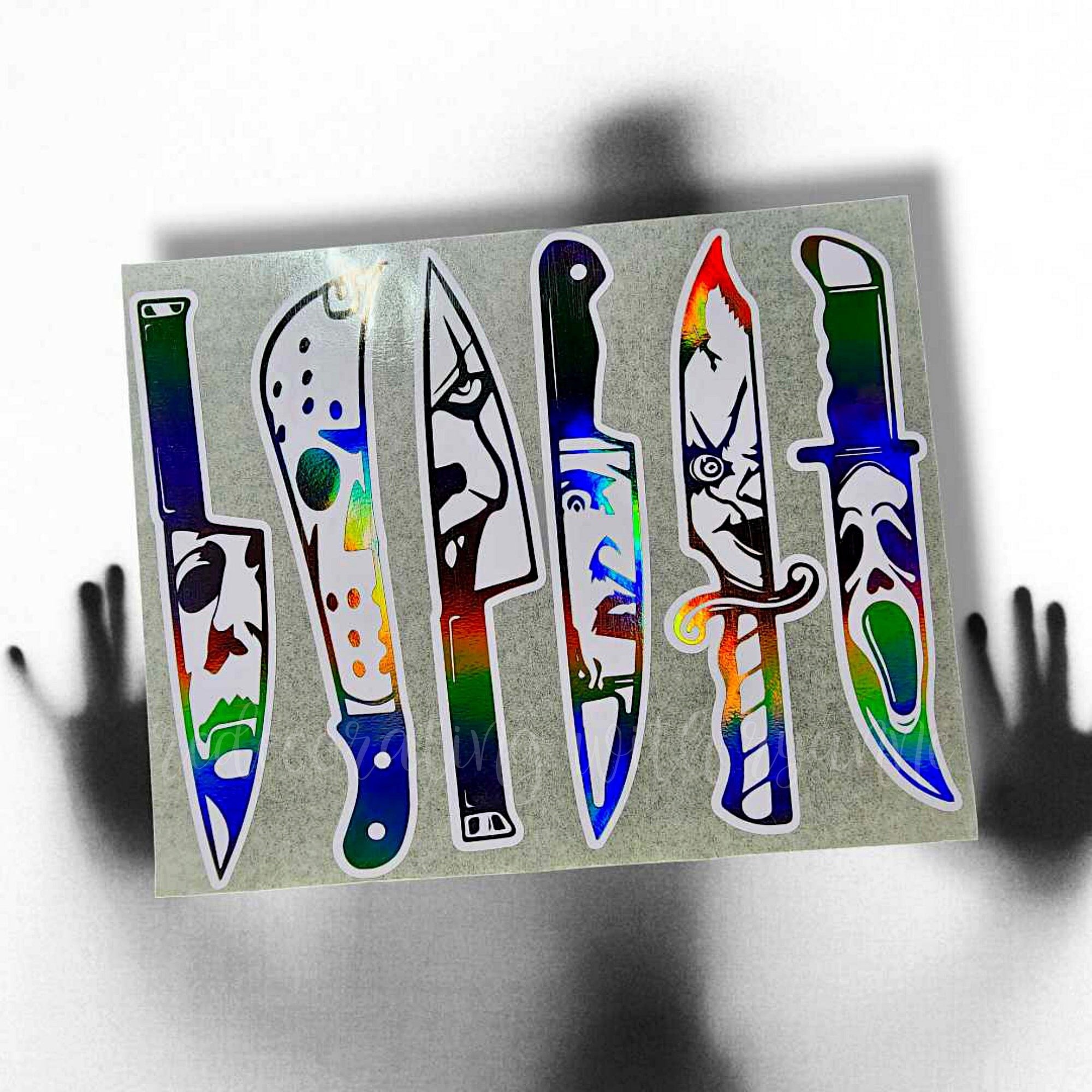 Horror Character Knives Premium Vinyl Car Decal ||  Halloween Characters Car Sticker ||  Horror Movie Characters || Slasher Film Decal ||