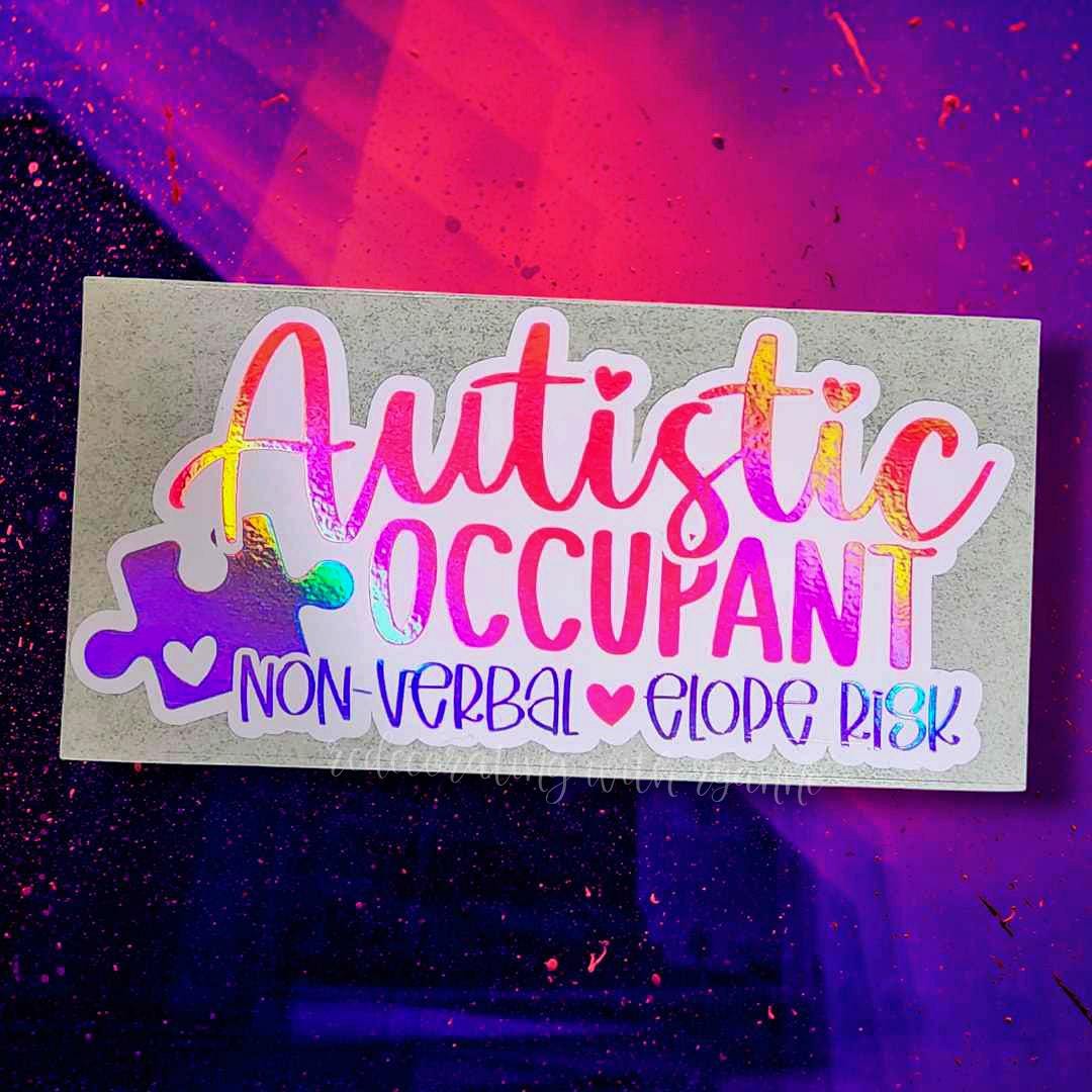 Autistic Occupant Sticker Autistic Occupant on Board || First Responder Info Decal for Car Window ...