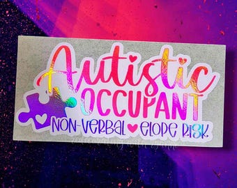 Autistic Occupant on Board ||  First Responder Info Decal for Car Window || Non Verbal Awareness Car Decal || Custom Awareness Car Decal ||
