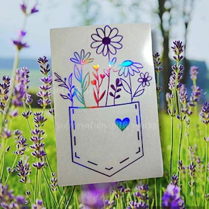 Pocket of Wildflowers Premium Holographic Decal || Wildflower Decal || Wildflowers || Flower Sticker || Wild Flower Car Decal ||