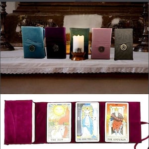 Tarotkaartopslaghouder Wrap met uitschuifbare leesmat, past op kaartformaat 4,7x2,76 Tarotzakje, verwijderbare charme, Tarotkoffer, Tarotopslag