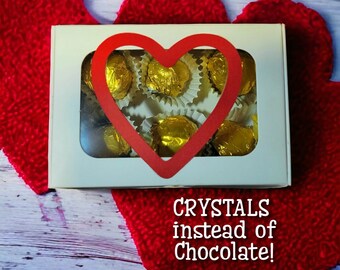 Crystal "Chocolate Box" with assorted tumbled crystals, Valentine's Day Gift Ideas for Crystal Lovers