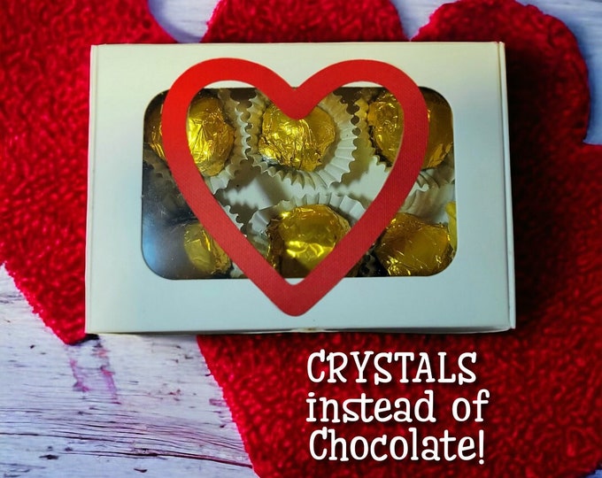 Crystal "Chocolate Box" with assorted tumbled crystals, Valentine's Day Gift Ideas for Crystal Lovers