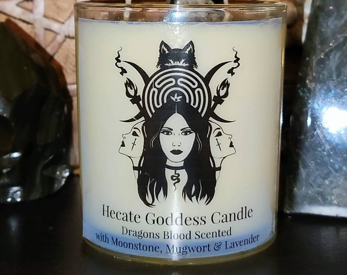 HECATE CANDLE, Hekate Candle, Triple Moon Goddess, Triple Goddess Deity Candle, 2 Designs, Witchcraft, Dragons Blood Scent, Mugwort Lavender